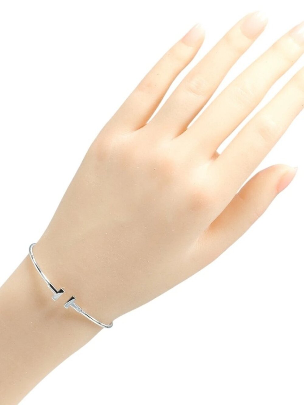 TIFFANY&Co. T wire narrow Bracelet K18 white gold 5g Women